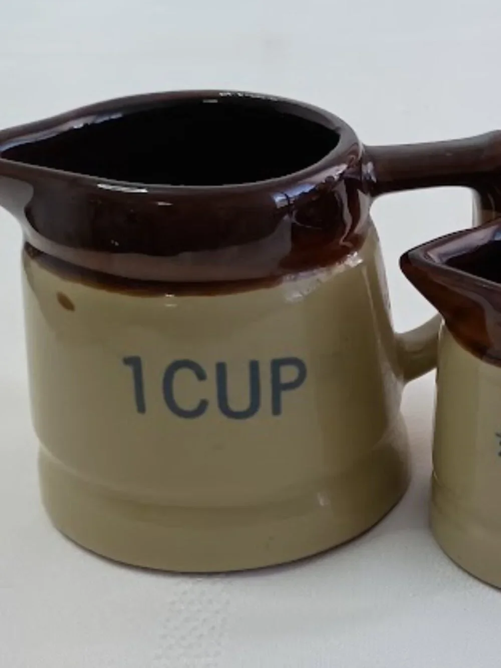 Vintage Brown Drip Glaze Ceramic Measuring Cup Set - 3 cups